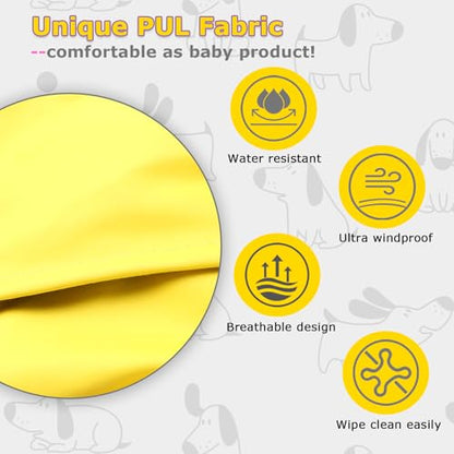 Dog Raincoat, Dog Rain,Water and Snow Proof Jacket with Hood, Leash Hole and Reflective Strap, Lightweight Puppy Clothes, Stylish Streetwear Outfit for Small Medium Dogs (Yellow, L) - color: Yellow, size: Large