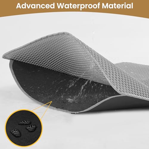 Cat Litter Mat 30x24 Inches, Honeycomb Double Layer Traps Litter & Waterproof Leatherette Bottom Prevents Urine Leaks, Durable & Easy Clean Pet Floor Protector for Cat Litter Box Area（Grey） - color: Gray(30x24 inch)