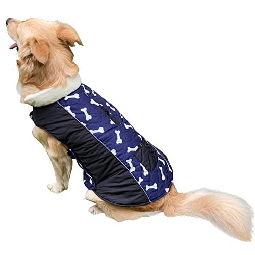 PETCUTE Reversible Winter Dog Coats,Waterproof Warm Pet Clothes with Harness Hole,Windproof,Adjustable Lightweight Dog Jacket for Small Medium Dogs,Reflective Dog Apparel for Cold Weather - color: Blue, size: S
