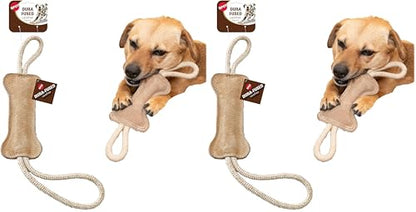 Ethical Pets Dura Fused Leather Bone Tug Toy for Dog, 18-Inch (Pack of 2) - size: 18 in (Pack of 2)