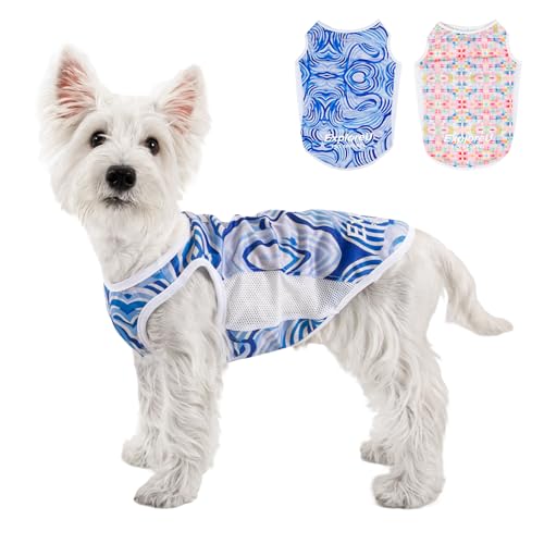 Dog Shirt, Cooling Vest Lightweight Breathable, Dog T-Shirts All-Season Sun Protection Quick Dry Soft Stretchy Reflective Tank Top - Small Medium Large Dogs (Blue Wave, Large) - color: Blue Wave, size: Large (44-55lbs)