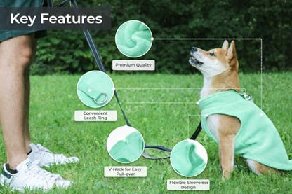 JACKO & CO - Fleece Vest Dog Sweater with Leash Ring - Soft, Warm & Lightweight Pullover Coat for Small & Medium Dogs, Puppies & Cats - Cozy Fall/Winter/Spring Pet Jacket (Mint Green, Small 4-6lbs) - color: Mint Green, size: S (4-6lbs)