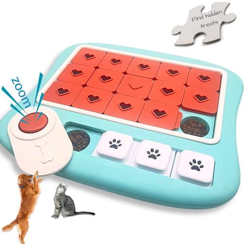 Dog Puzzles for Smart Dogs,Level 3 Interactive Dog Treat Puzzle for Iq Training, Dog Puzzle Toy for Large Medium Small Dogs with Squeaky Dog Button Design - color: Red Puzzle