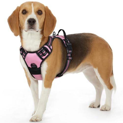 Dog Harness Small Sized Dog, No Pull Service Vest with Reflective Strips and Control Handle, Adjustable and Comfortable for Walking, No Choke Pet Harness with 2 Metal Rings, Pink, S - color: Pink, size: Small