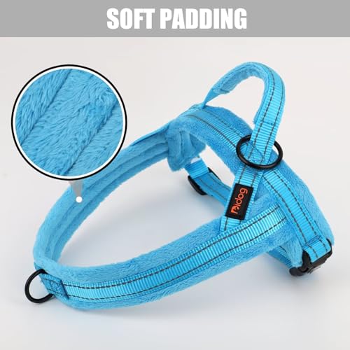 Didog Soft Flannel Padded Dog Vest Harness, No Pull/Quick Fit Reflective Dog Strap Harness, Easy for Training Walking (XS:Chest 15-18", Blue) - color: Blue, size: XS:chest 15-18"