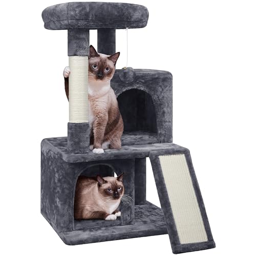 Yaheetech Cat Tree for Indoor Pets, 36in Tower Condo w/Extra Large Perch, Scratching Posts, Board, Dangling Ball, Play Structure for Kittens & Adult Cats - color: Dark Gray, size: 36in