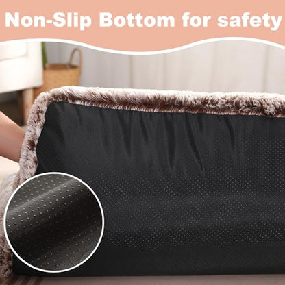 Bedfolks Waterproof Crate Bed, Plush Dog & Cat Bed with Removable Washable Cover, Faux Fur Kennel Pad, 21"x13", Brown - color: Brown, size: X-Small(21x13'')