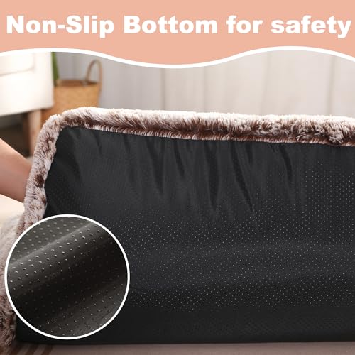 Bedfolks Waterproof Dog Crate Bed, Plush Dog Kennel Pad with Removable Washable Cover, Faux Fur, 17"x12", Brown - color: Brown, size: XX-Small(17x12'')