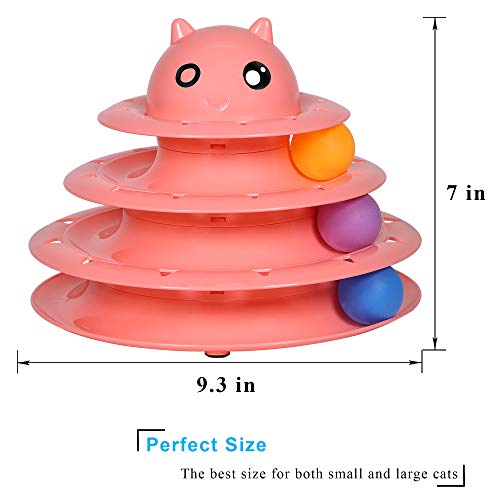UPSKY Cat Toy Roller 3-Level Turntable Cat Toy Balls with Six Colorful Balls Interactive Kitten Fun Mental Physical Exercise Puzzle Toys - color: A-Red