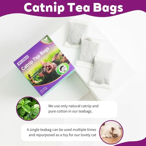 15 Pack Natural Catnip Packets for Cat Toys, Non-Woven Fabric Catnip Refills,More Potent Refill Pouches for Flapping Bird, Fish and Drinking