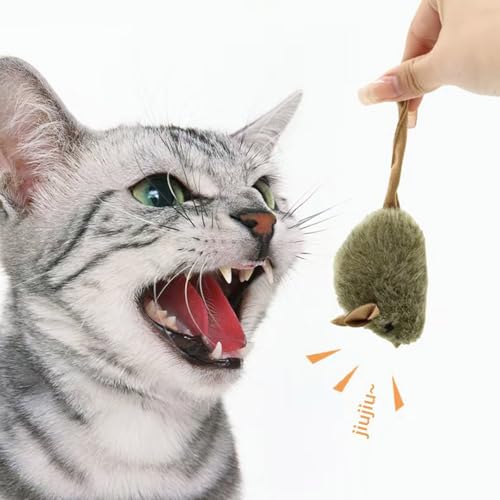 Cute Plush Cats,Plush Squeaky Plush Cats Toy Automatic Electronic Moving Mouse Kitten Toy for Indoor Play Exercises