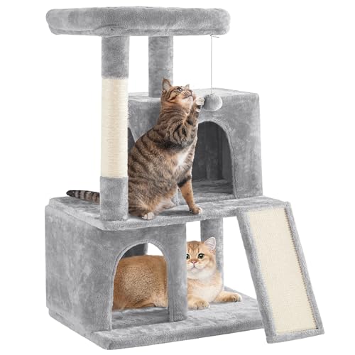 Yaheetech 42in Cat Tree Tower with Scratching Posts, Plush Condo, Ramp & Perch, Multi-Level Climber for Indoor Cats & Kittens, Light Gray - color: Light Gray, size: 42in