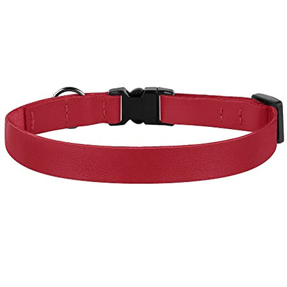 Breakaway Cat Collar with Bell - Leather Adjustable Kitten Collars with Safety Quick Release Buckle - Soft Small Pet Collars for Girl & Boy Cats (Red) - color: Red