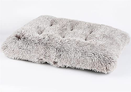 Long Plush Calming Pet Bed Cuddler Pet Bed for Dogs and Cats Fluffy Faux Fur Dog Bed with Anti Slip Bottom Machine Washable Pet Sleep Bed Crate Mat Gradient Khaki M - color: Gradient Khaki, size: M(25"x19"x4")