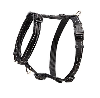 Reflective Adjustable Dog H Harness for Small to Medium Dogs; matching collar and leash available, Black - color: Black