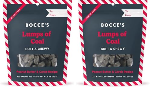Bocce's Bakery Lumps of Coal Recipe Treats for Dogs, Wheat-Free Everyday Dog Treats, Made with Real Ingredients, Baked in The USA, All-Natural Soft & Chewy Cookies, Peanut Butter & Molasses, 6 oz - size: 6 Ounce (Pack of 2)
