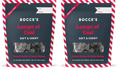 Bocce's Bakery Lumps of Coal Recipe Treats for Dogs, Wheat-Free Everyday Dog Treats, Made with Real Ingredients, Baked in The USA, All-Natural Soft & Chewy Cookies, Peanut Butter & Molasses, 6 oz - size: 6 Ounce (Pack of 2)