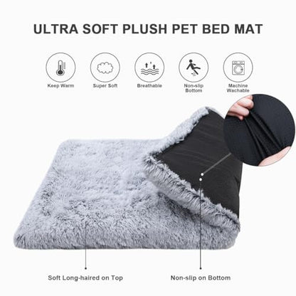 Vonabem Large Dog Bed Crate Pad 36 inch, Washable Pet Beds Medium Small Sized Dogs, Deluxe Plush Warm Anti-Slip Puppy Mats for Sleeping, Soft Kennel Pads 35 * 23 inch Grey - color: Grey, size: 35.0"L x 23.0"W x 2.0"Th