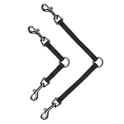 Guardian Gear Nylon 2-Way Small Dog Coupler with Nickel-Plated Swivel Clip, 4", Black (Pack of 2) - size: 2-Way 4-Inch (Pack of 2)