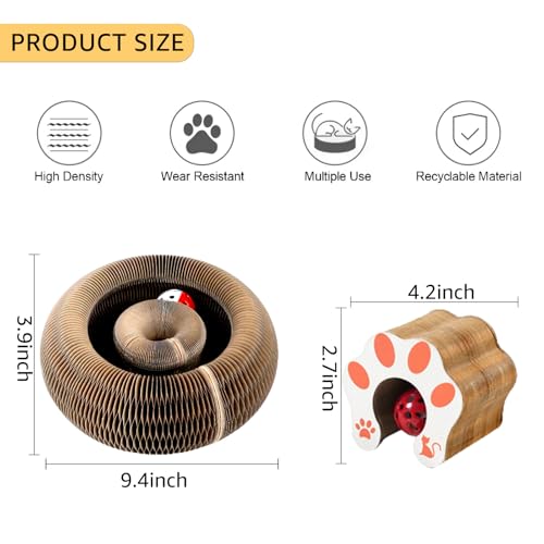 Cat Toy, Magic Organ Cat Scratch Board, Compact Cats Accordion Toy, Interactive Cardboard Cat Scratcher Pad Toys with Bell Ball for Indoor Exercise - size: 1Pack