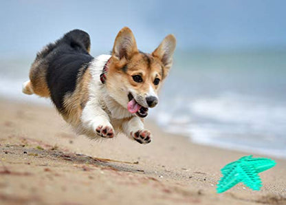 Squeaky Chew Toy - Starfish Water Floating Toy for Dogs, Natural Tooth Brush Teeth Cleaning for Small Medium Dogs - Blue - color: Starfish Blue