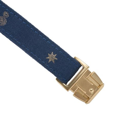 Cotton Fibric Dog Collar with High Grade Metal Buckle, for Small Dogs(Dark Blue,Small:10-15") - color: DK Blue, size: Small