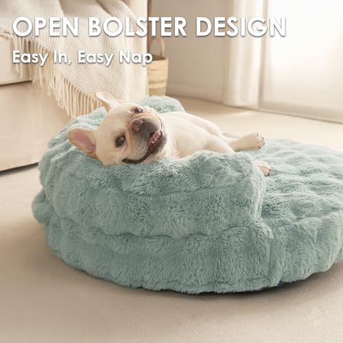 EHEYCIGA Dog Bed Medium Size Dog, Fluffy Small Dog Couch with Removable Washable Cover, Bolster Pet Sofa, Waterproof and Non-Slip, 30" x 30"x 8.5", Green - color: Green, size: 30"L x 30"W x 8.5"Th