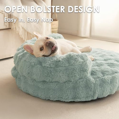EHEYCIGA Dog Bed Medium Size Dog, Fluffy Small Dog Couch with Removable Washable Cover, Bolster Pet Sofa, Waterproof and Non-Slip, 30" x 30"x 8.5", Green - color: Green, size: 30"L x 30"W x 8.5"Th