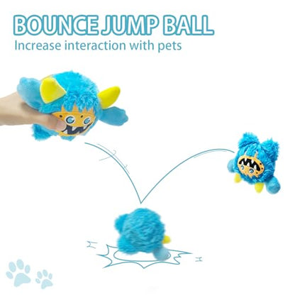 Plush Squeaky Dog Ball, Little Monster Puppy Toys Suitable for All Breeds, Chew Guard, Floating Water and Durable Interactive, Round and Soft (Blue, Large) - color: Blue, size: Large