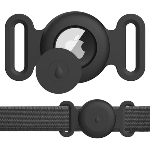 Meliya for AirTag Dog Cat Collar Holder Case, [1 Pack] Waterproof Dog Cat Collar Holder for AirTag 2nd & 1st Gen, Silicone Protective Air tag Holder for Pet Collar (Black, Large) - color: Black, size: Large for Dog