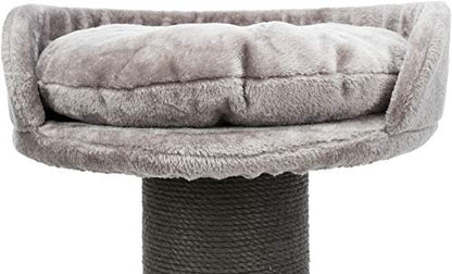TRIXIE Pepino Cat Scratching Post 35 Inch - Cat Scratcher with Soft Fabric Covering Base and Durable Sisal Rope - with Platform Bed & Dangling Cat Toy - in Gray - color: Gray