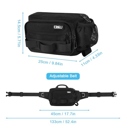 Hands Free Dog Leash with Zipper Pouch, Waist Belt for Large Medium 2 Dogs for Running, Walking, Jogging and Hiking, Dual Padded Handles and Durable Bungee - Black (2 Dog) - color: 2 Dog Black
