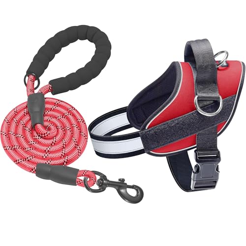 Haapaw Essential Dog Harness, No Pull Pet Vest with 3 Leash Clips, No Choke, Reflective, Adjustable and Padded, for Easy Walking and Training for Large Dogs(XL, Red) - color: Red, size: XL