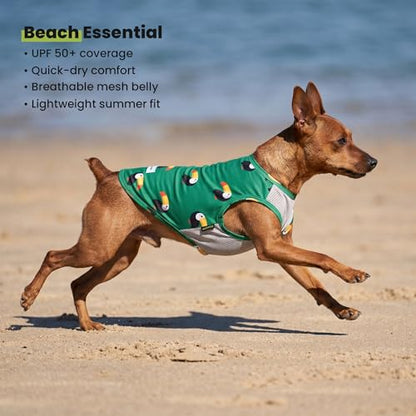 Fitwarm 2 Pack Toucan & Palm Tree UPF 50+ Sun UV Protection Dog Shirt, Lightweight Cooling Vest, Quick Dry Summer Clothes for Small Dogs Boy Girl, Pet Outfit, Green, Beige, Medium - color: Toucan & Palm Tree, size: Medium