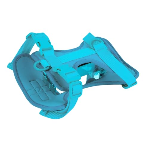 Adjustable Soft Breathable Escape Proof Dog Vest Harness, Pet Chest Harness for Small Dogs and Puppies, Bright Color Safety Design with Dual D Rings for Walking and (S) - color: Blue