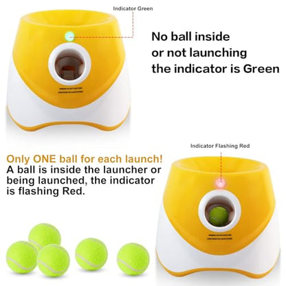 MEKAPLE Automatic Dog Ball Launcher, Dog Ball Thrower with 15 Mini Tennis Balls Sizing 2 Inch and Mesh Bag, Interactive Dogs Toys Tennis Balls Launcher for Small Dogs with 3 Distance Settings - color: Orange