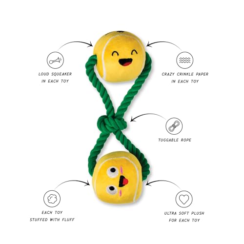 Fringe Studio Plush Dog Toy with Rope, Game, Set, Match, Pet Shop Collection (314239) - color: Game, Set, Match