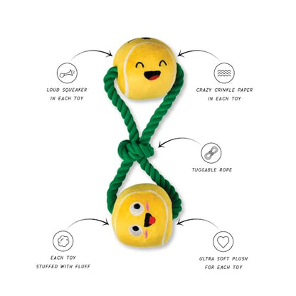 Fringe Studio Plush Dog Toy with Rope, Game, Set, Match, Pet Shop Collection (314239) - color: Game, Set, Match