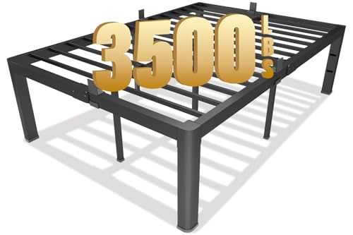 Yookare Cal King Platform Bed Frame,18"Heavy Duty Metal Mattress Foundation, Rounded Safety Corners & Recessed Legs,Mattress Retainers,Easy Assembly,Noise Free Steel Slat Support,No Box Spring Needed - size: California King, style: 18 Round