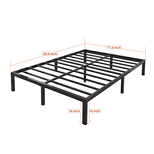 yookare 18 Inch Tall 3500lbs Heavy Duty Bed Frame Metal Platform/Maximum Storage/Mattress Foundation/Steel Slats Support/Noise Free/Box Spring Replacement,Cal King - size: California King, style: 18 INCH