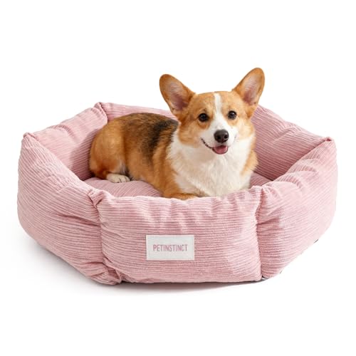 Medium Dog Bed, 30 Inch Washable Corduroy Dog Bed with Removable Cover & Anti-Slip Bottom, Durable Comfort for Medium to Large Dogs up to 45 lbs (Pink) - color: Pink, size: 30x30x8 inches