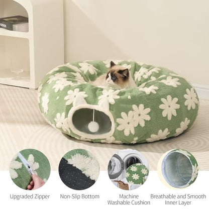 Pesen Cat Tunnel Bed with Soft Cushion, Cat Toys for Indoor Cats Enhance Bonding Between Pets and Owners, Encourage Exploration, and Satisfy Natural Instincts for Kittens, Dogs, and Rabbits
