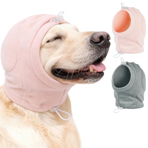 MIGOHI Lightweight XL Dog Calming Hoodie with Ears Pad - No Shake Ear Wrap for Dogs, Prevent Scratching, Adjustable Anxiety Ear Head Wrap for Large Dogs, XL,Pink - color: Pink, size: XL