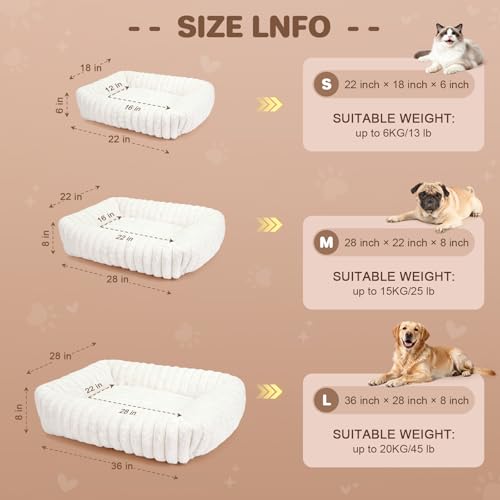 Dog Bed for Small Medium Size Dog, Washable Self Warming Dog Cat Beds for Indoor Cats Fluffy Rabbit Fur Pet Bed for Puppy and Kitten, Orthopedic Dog Cat Beds with Removable Cover & Anti-Slip Bottom - size: 28*22*8 inches