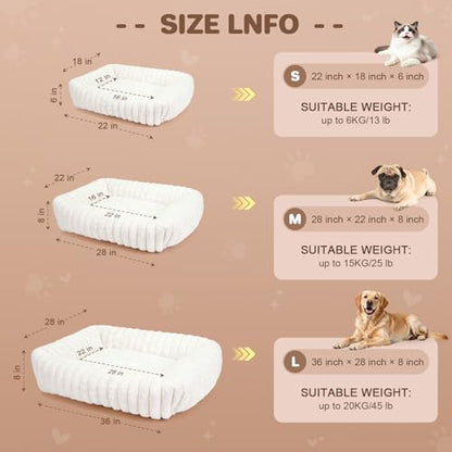 Dog Beds Large Sized Dog, Washable Self Warming Dog Cat Bed Rectangle Orthopedic Large Pet Sofa, Super Soft Plush Rabbit Fur Pet Couch Cute Cat Bed with Removable Zipper Cover & Anti-Slip Bottom - size: 36*8*8 inches