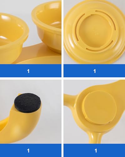 Raised Cat Bowl with Anti-Ant Hollow Base, Detachable Melamine Elevated Cat Bowls, Anti-Vomiting Whisker Friendly Cats Dish for Food, Stable & Non-Slip Cats Food Bowl, Dishwasher Safe - color: Yellow, size: Double