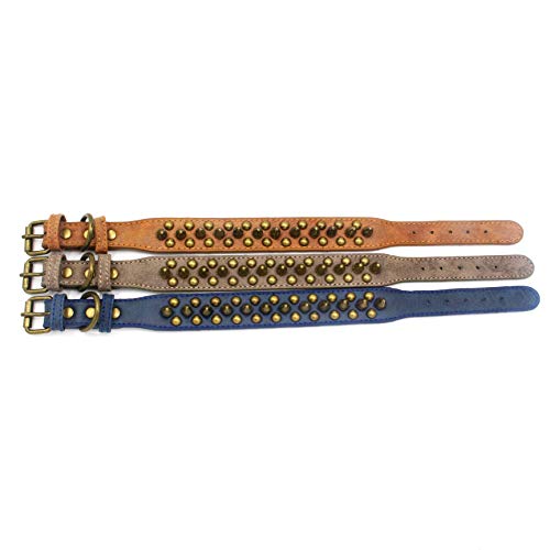 Spiked Dog Collar Soft Pu Leather Mushrooms Rivet Spike Studded Puppy Adjustable Pet Collars for Small Breeds (M, Blue1) - color: Blue1, size: Medium
