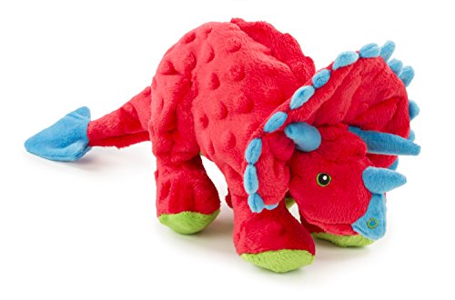 goDog Dinos Frills Squeaky Plush Dog Toy with Chew Guard Technology, Durable Fabric & Squeaker for Active Play, Red, Large - color: Dinos Frills (Red), size: Large