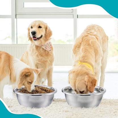 2Pcs 1.3 Gallons Large Dog Bowls - Food Grade Stainless Steel Metal Water Bowl, Ample Capacity & Easy to Clean Food Bowls for Large X-Large Dogs Indoor Outdoor - size: 1.3 Gallons