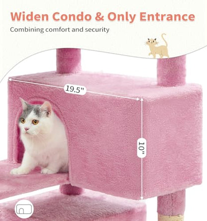 Made4Pets Cat Tree Tower 56" Cat Tower for Indoor Cats Kitten Tree Multi-Level Cat Tree with 2 Condo Furniture Activity Center with Scratching Posts Funny Toys (Pink) - color: Pink